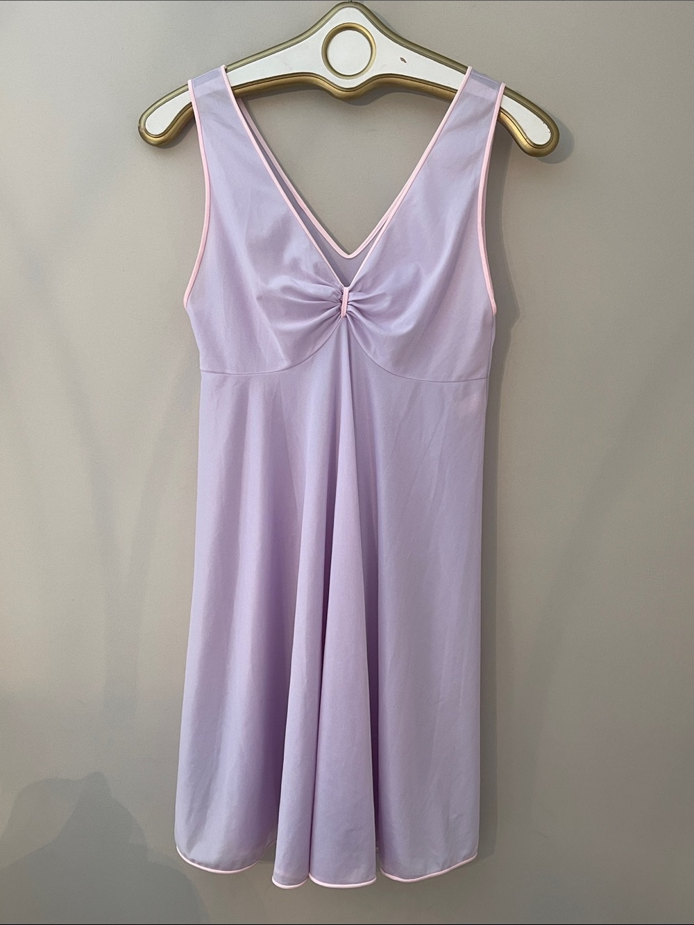Vintage 1970’s Sears Nylon Sleeveless Night Gown Lavender & Pink - “Flawed”